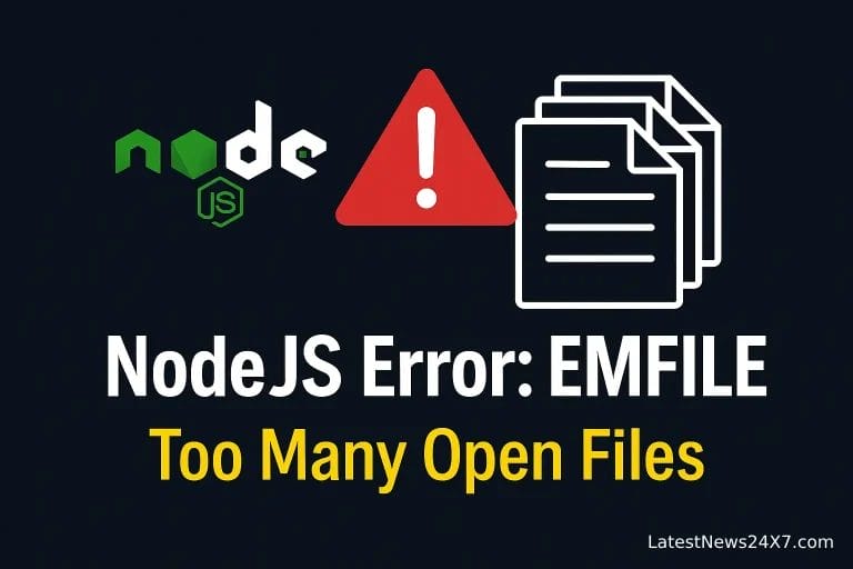 Nodejs error emfile too many open files